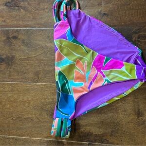 Hurley Purple Multicolor Leaf Print Bikini Bottom